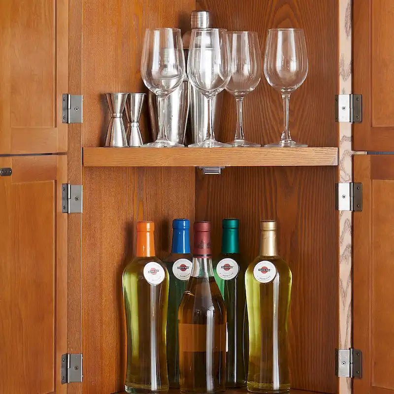Mobile dispensa angolare da cucina a 4 ripiani con 8 ante e ripiani regolabili