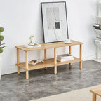 Mobile TV a 2 livelli con ripiano aperto e gambe in legno