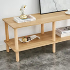 Mobile TV a 2 livelli con ripiano aperto e gambe in legno
