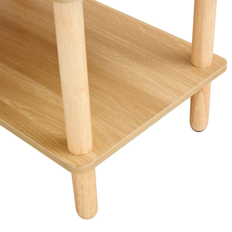Mobile TV a 2 livelli con ripiano aperto e gambe in legno