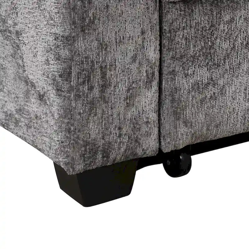 Divano letto a due posti convertibile con schienale regolabile, porte USB e portabicchieri