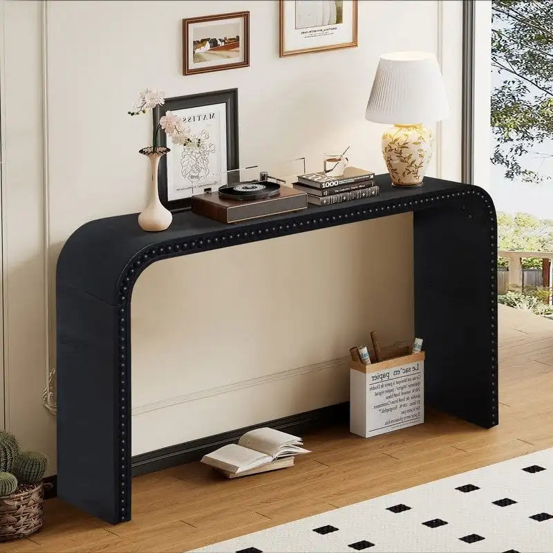 Consolle da ingresso con design a cascata curva e perline in legno