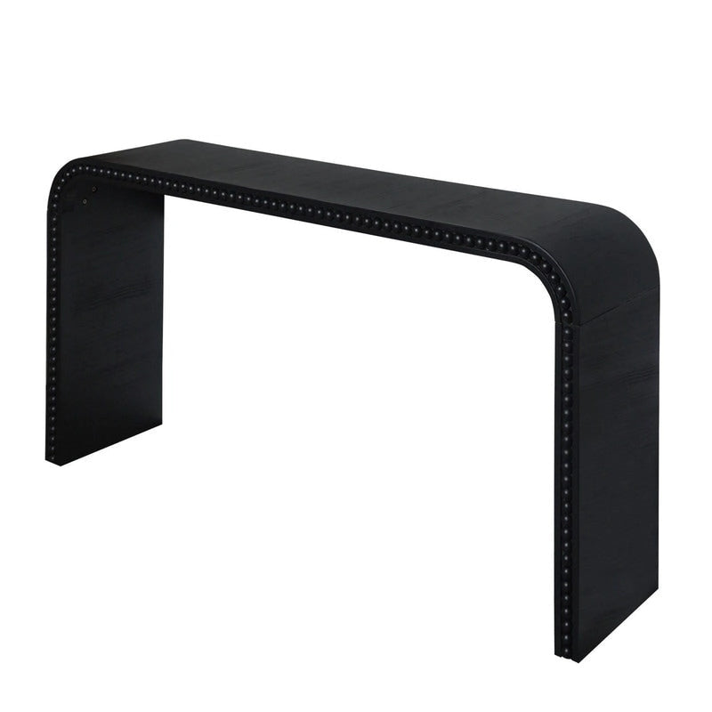 Consolle da ingresso con design a cascata curva e perline in legno