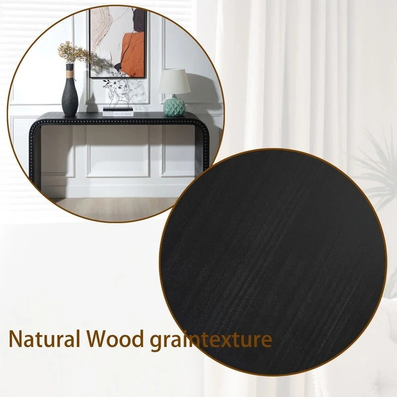 Consolle da ingresso con design a cascata curva e perline in legno