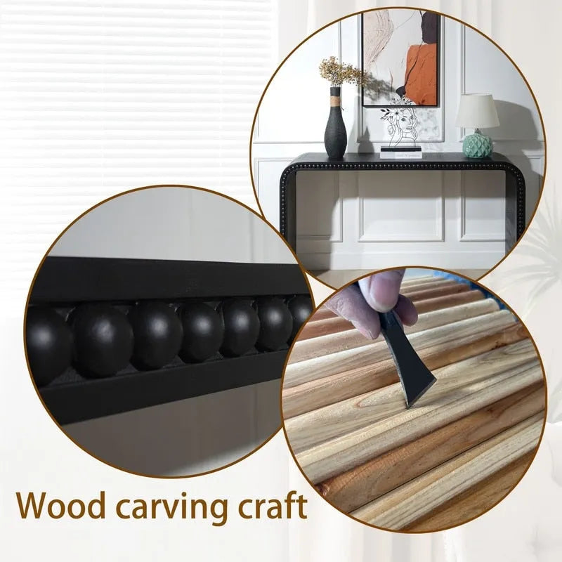 Consolle da ingresso con design a cascata curva e perline in legno