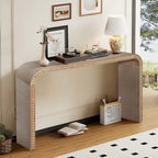 Consolle da ingresso con design a cascata curva e perline in legno