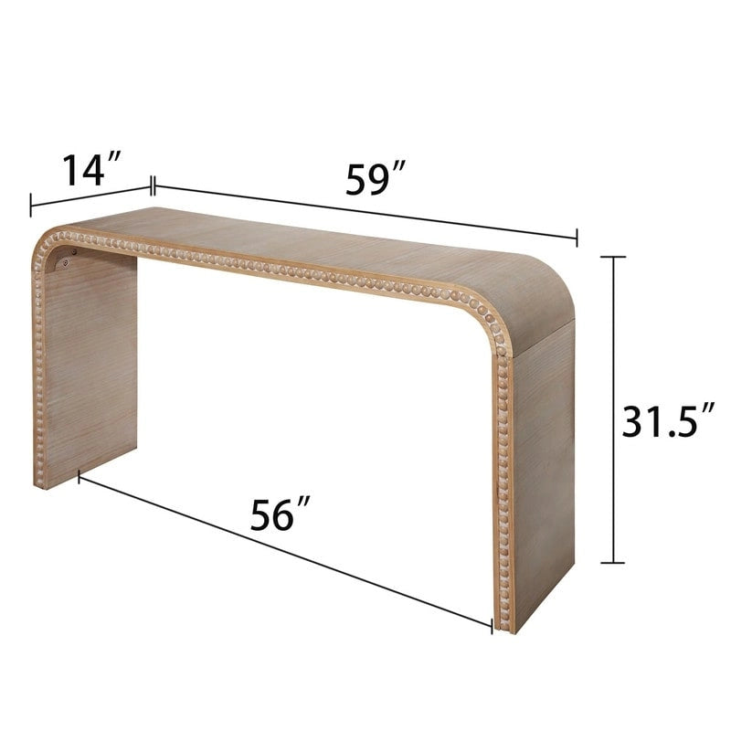 Consolle da ingresso con design a cascata curva e perline in legno