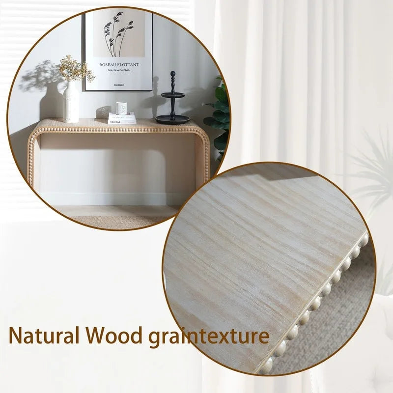 Consolle da ingresso con design a cascata curva e perline in legno