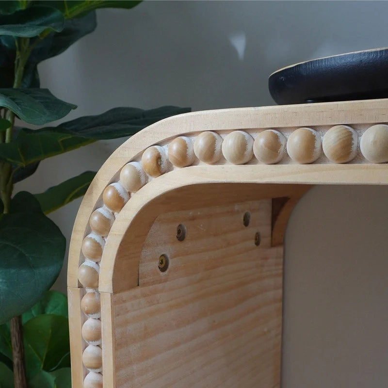 Consolle da ingresso con design a cascata curva e perline in legno