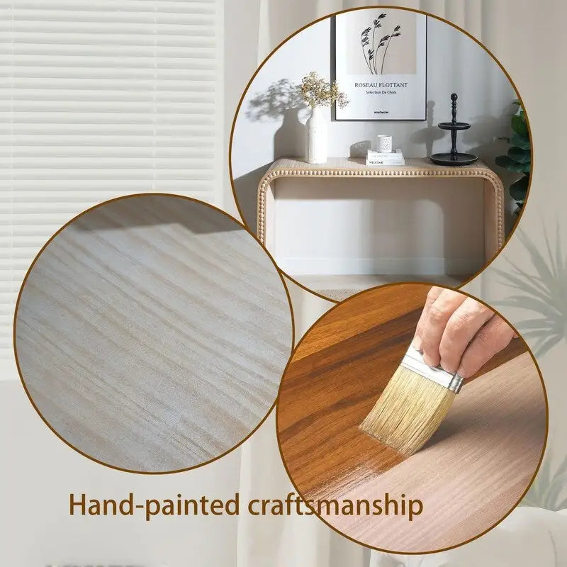 Consolle da ingresso con design a cascata curva e perline in legno