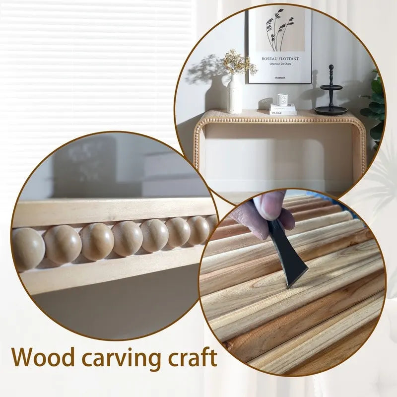 Consolle da ingresso con design a cascata curva e perline in legno