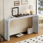 Consolle da ingresso con design a cascata curva e perline in legno