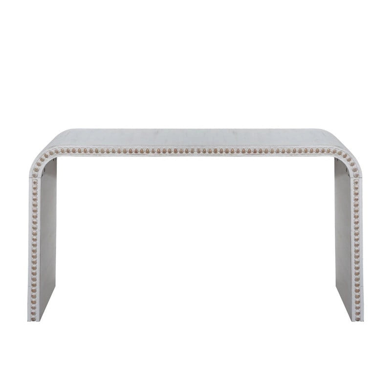 Consolle da ingresso con design a cascata curva e perline in legno
