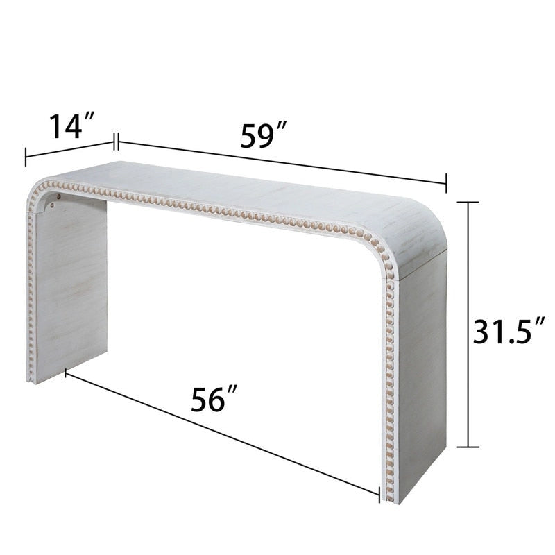 Consolle da ingresso con design a cascata curva e perline in legno