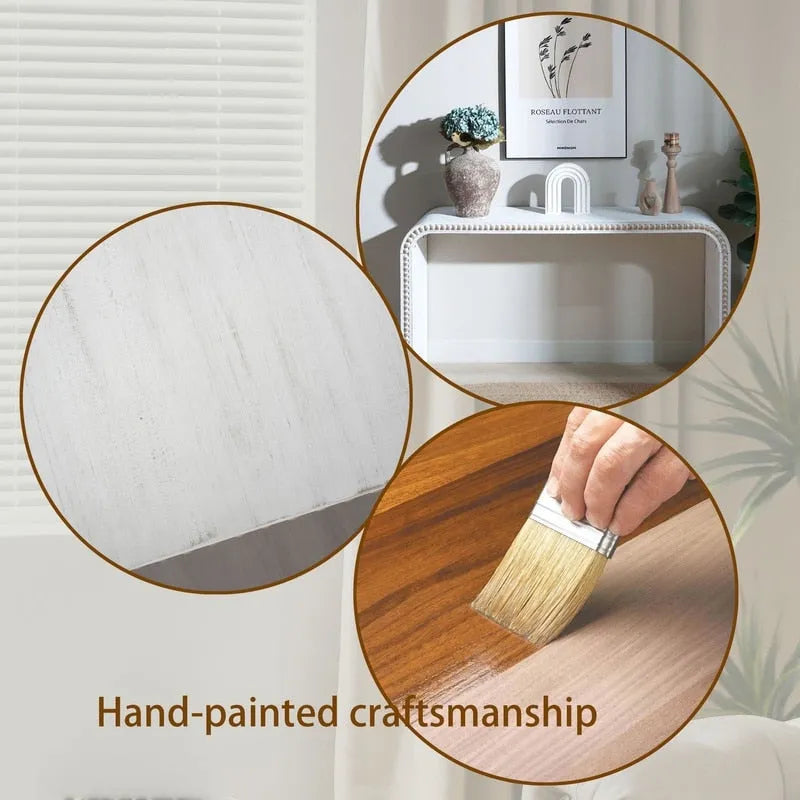 Consolle da ingresso con design a cascata curva e perline in legno