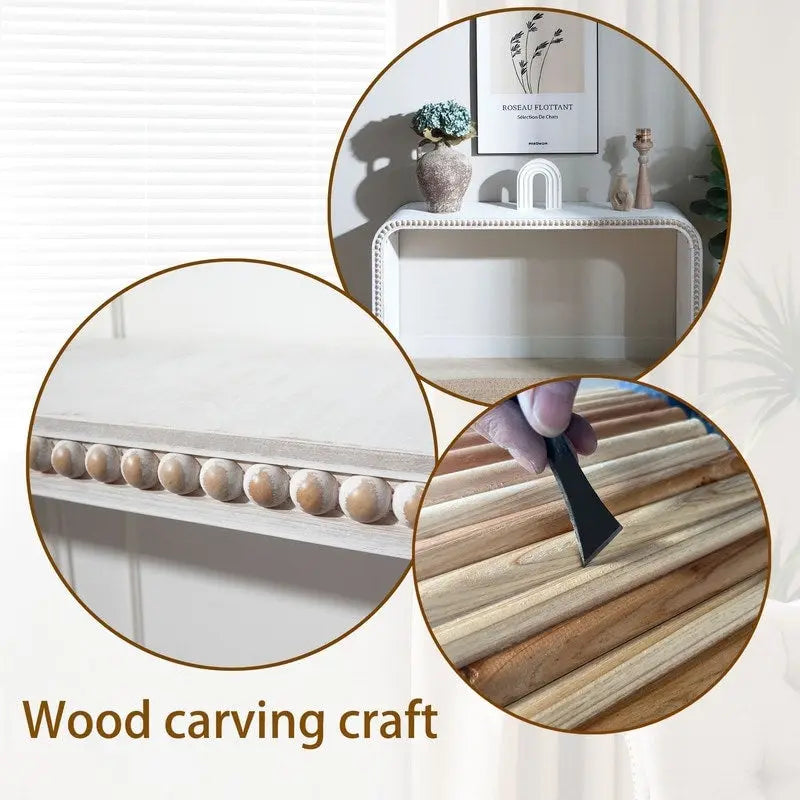 Consolle da ingresso con design a cascata curva e perline in legno