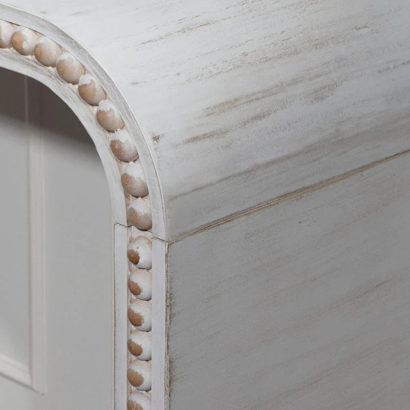 Consolle da ingresso con design a cascata curva e perline in legno