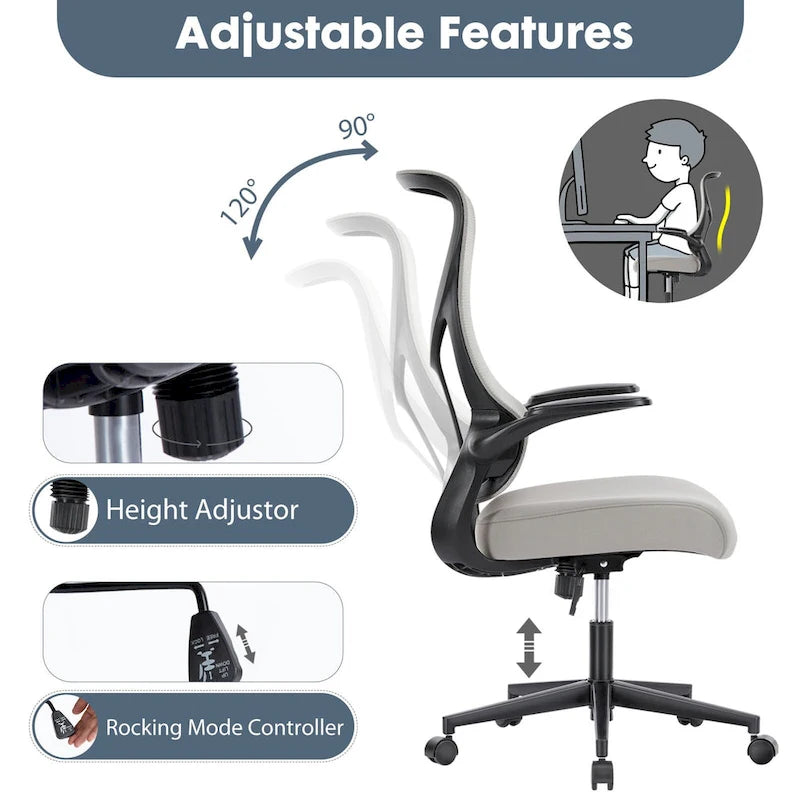 Sedia da Ufficio Ergonomica con Altezza, Inclinazione e Braccioli Regolabili