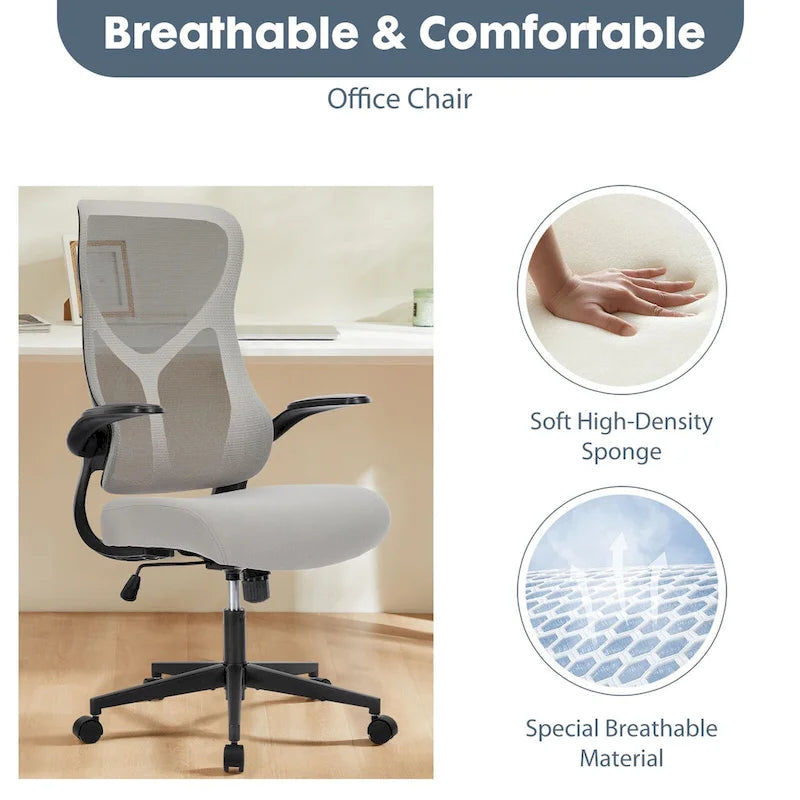 Sedia da Ufficio Ergonomica con Altezza, Inclinazione e Braccioli Regolabili