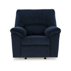 Poltrona reclinabile basculante con braccioli imbottiti – Velluto a coste blu navy