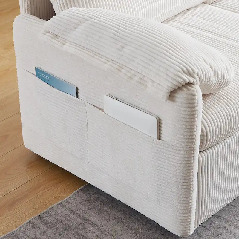Divano Letto Convertibile a Due Posti con Rivestimento in Velluto a Coste
