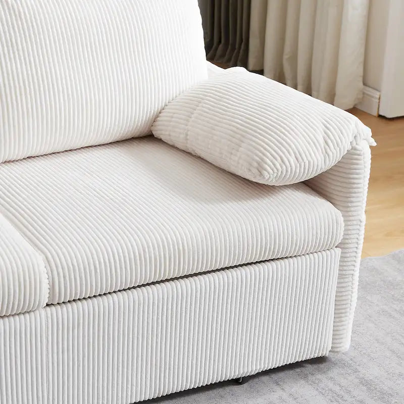 Divano Letto Convertibile a Due Posti con Rivestimento in Velluto a Coste