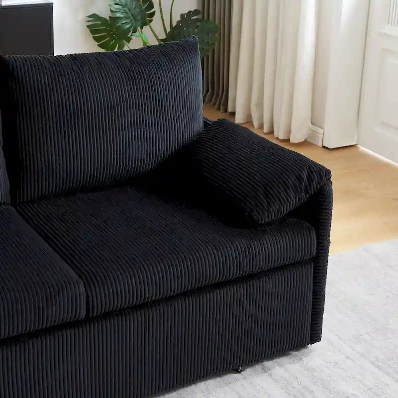 Divano Letto Convertibile a Due Posti con Rivestimento in Velluto a Coste
