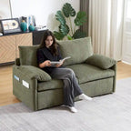 Divano Letto Convertibile a Due Posti con Rivestimento in Velluto a Coste