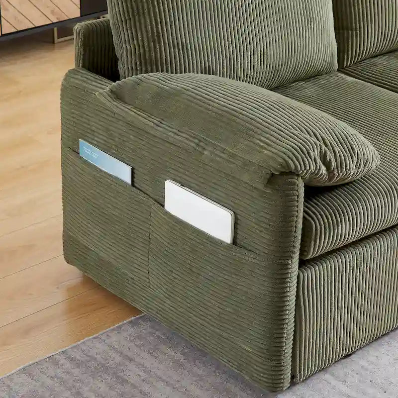 Divano Letto Convertibile a Due Posti con Rivestimento in Velluto a Coste
