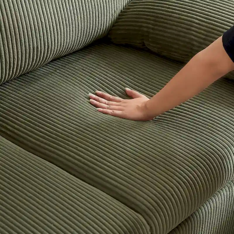 Divano Letto Convertibile a Due Posti con Rivestimento in Velluto a Coste