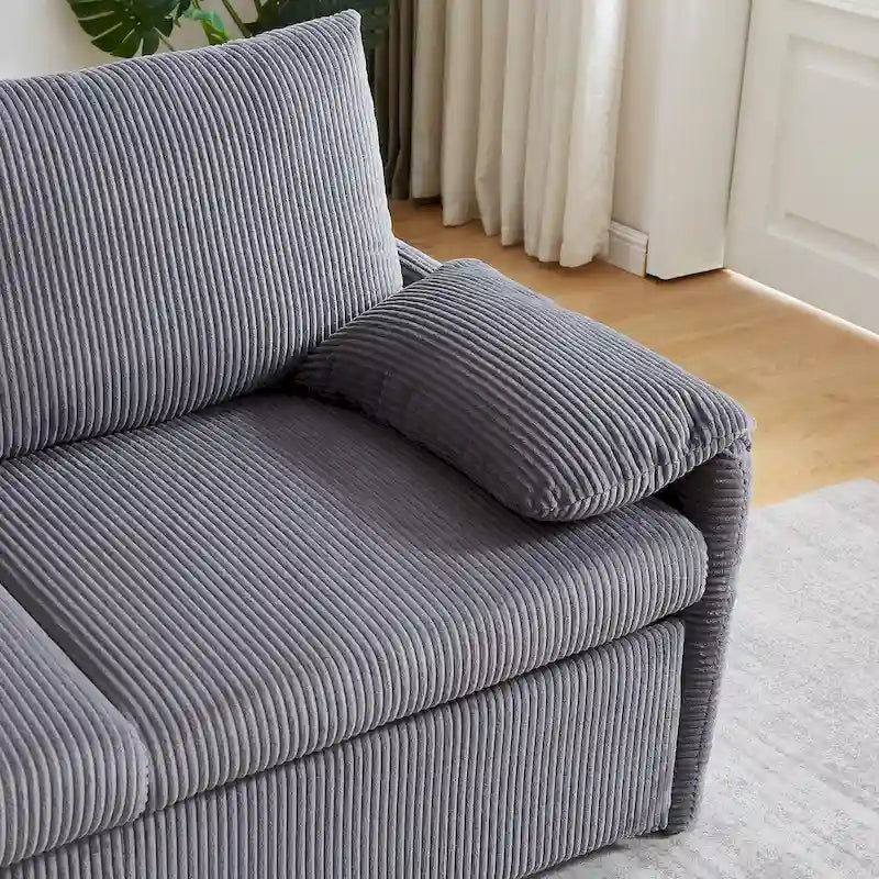 Divano Letto Convertibile a Due Posti con Rivestimento in Velluto a Coste