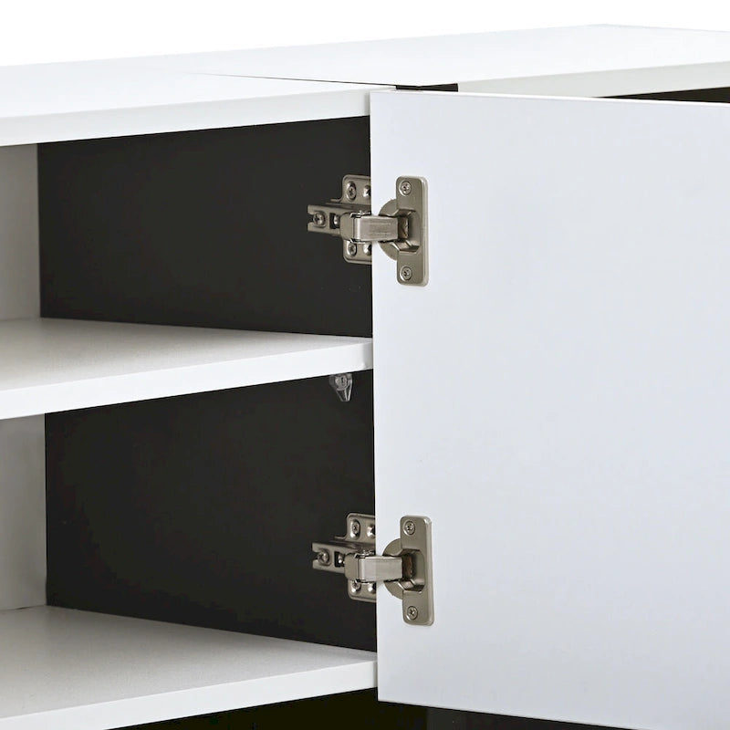 Mobile porta TV da 74" con finitura lucida e contenitore, adatto per TV fino a 80"
