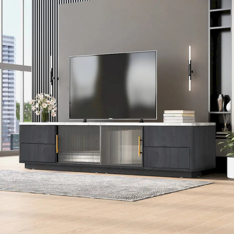 Mobile porta TV da 62.9" con 4 cassetti e grande armadio contenitore per TV fino a 70"