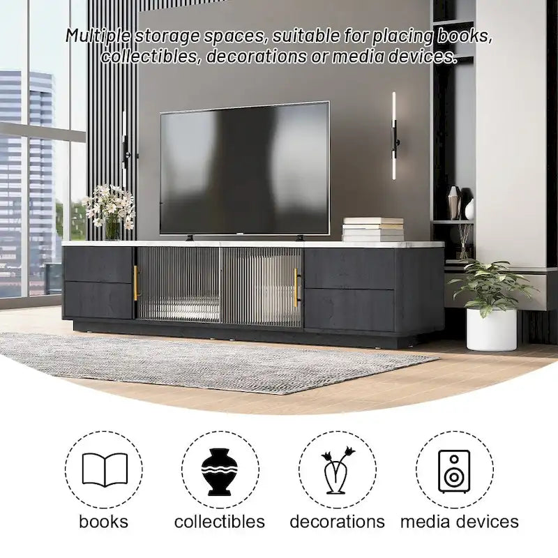 Mobile porta TV da 62.9" con 4 cassetti e grande armadio contenitore per TV fino a 70"