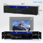 Mobile porta TV da 83" con luci LED RGB e spazio contenitivo, adatto per TV fino a 80"