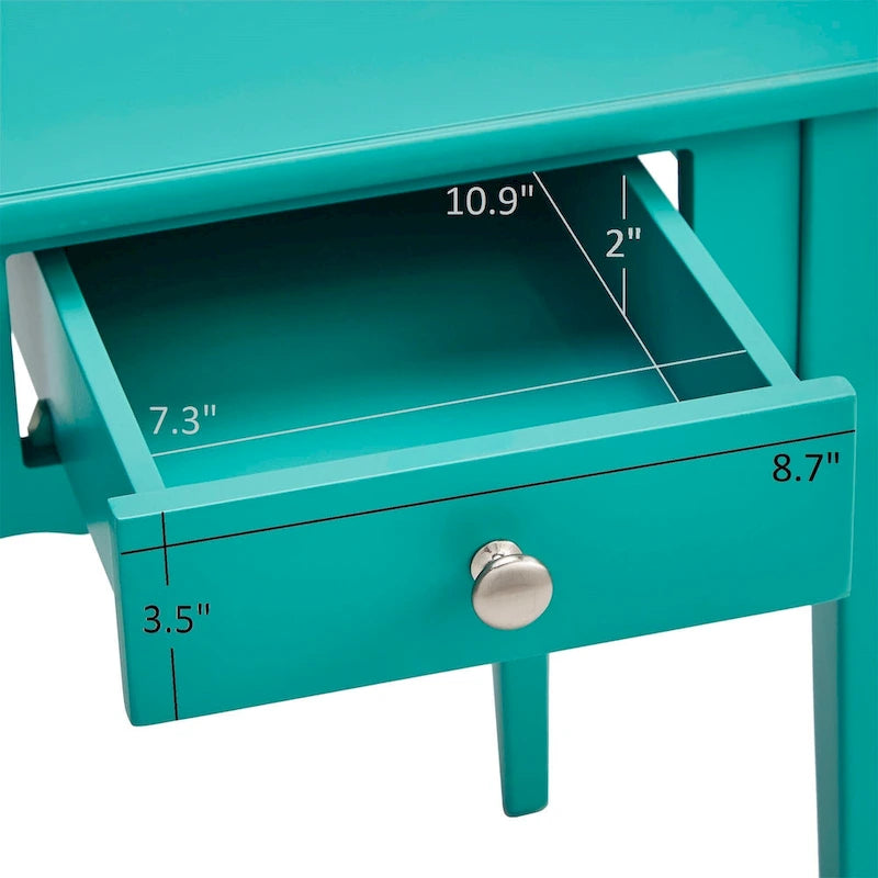 Tavolino comodino in legno a 1 cassetto con gambe affusolate