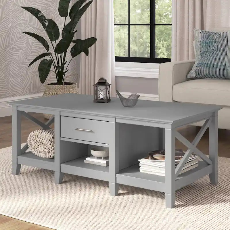 Tavolino da salotto con vano contenitore e cassetti
