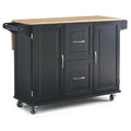 Carrello da cucina in legno nero con anta a ribalta