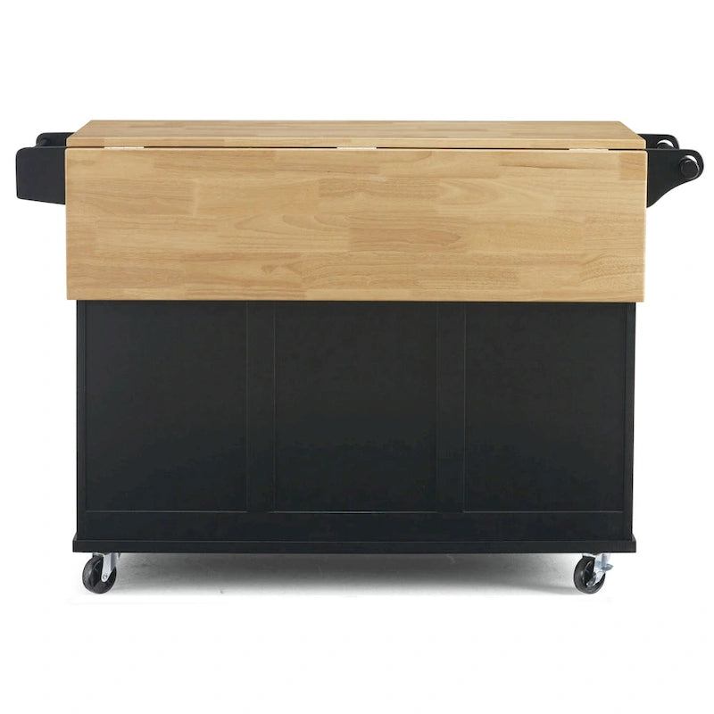 Carrello da cucina in legno nero con anta a ribalta