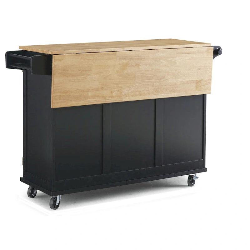 Carrello da cucina in legno nero con anta a ribalta
