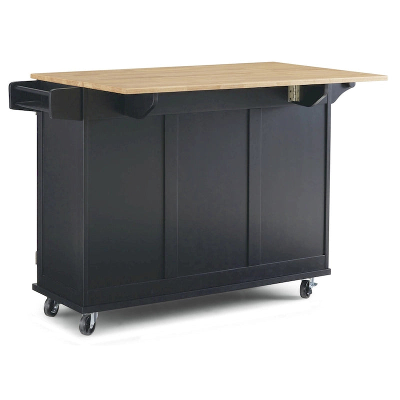 Carrello da cucina in legno nero con anta a ribalta