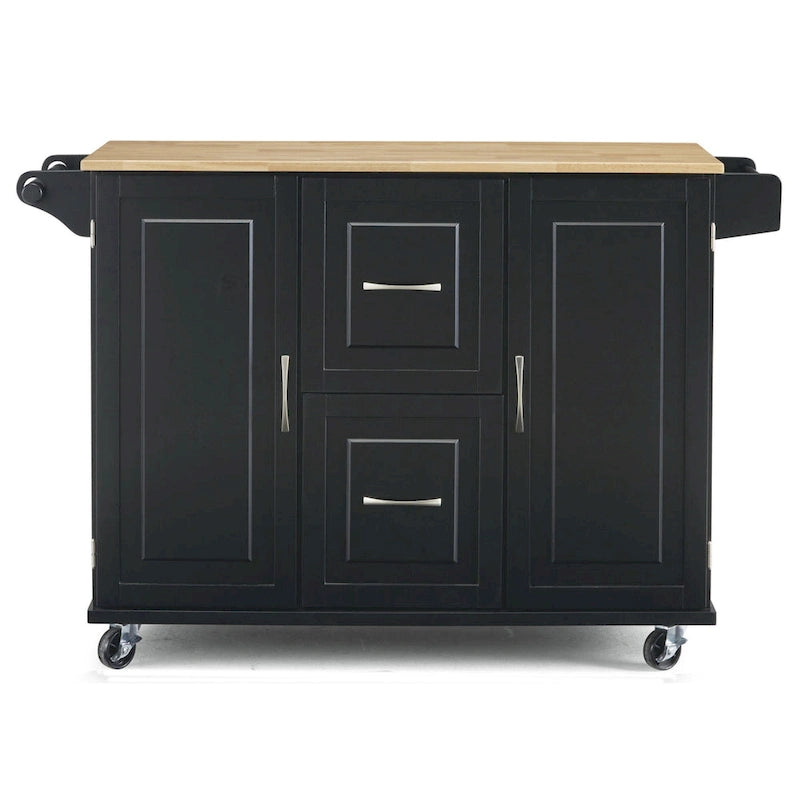 Carrello da cucina in legno nero con anta a ribalta