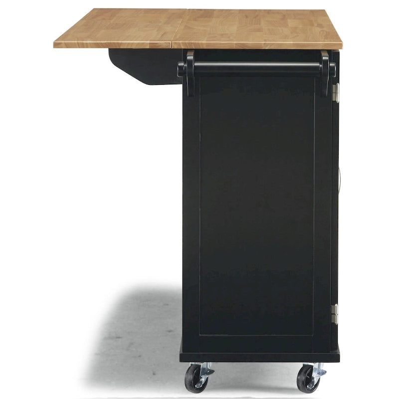 Carrello da cucina in legno nero con anta a ribalta