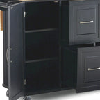 Carrello da cucina in legno nero con anta a ribalta