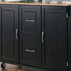 Carrello da cucina in legno nero con anta a ribalta