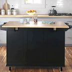 Carrello da cucina in legno nero con anta a ribalta