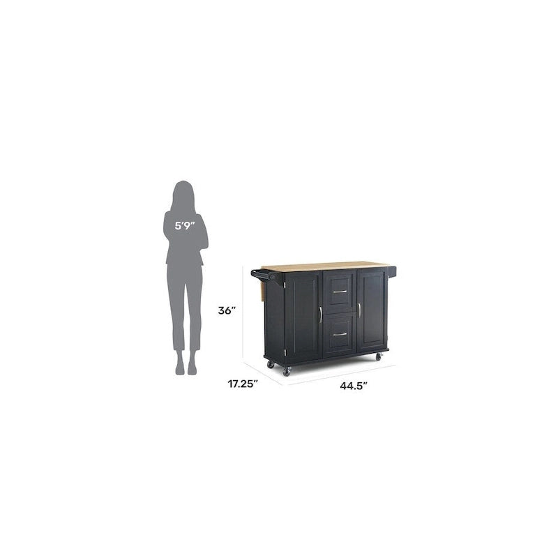 Carrello da cucina in legno nero con anta a ribalta