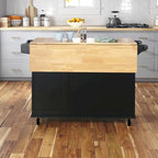 Carrello da cucina in legno nero con anta a ribalta