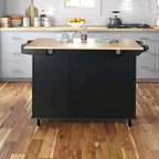 Carrello da cucina in legno nero con anta a ribalta