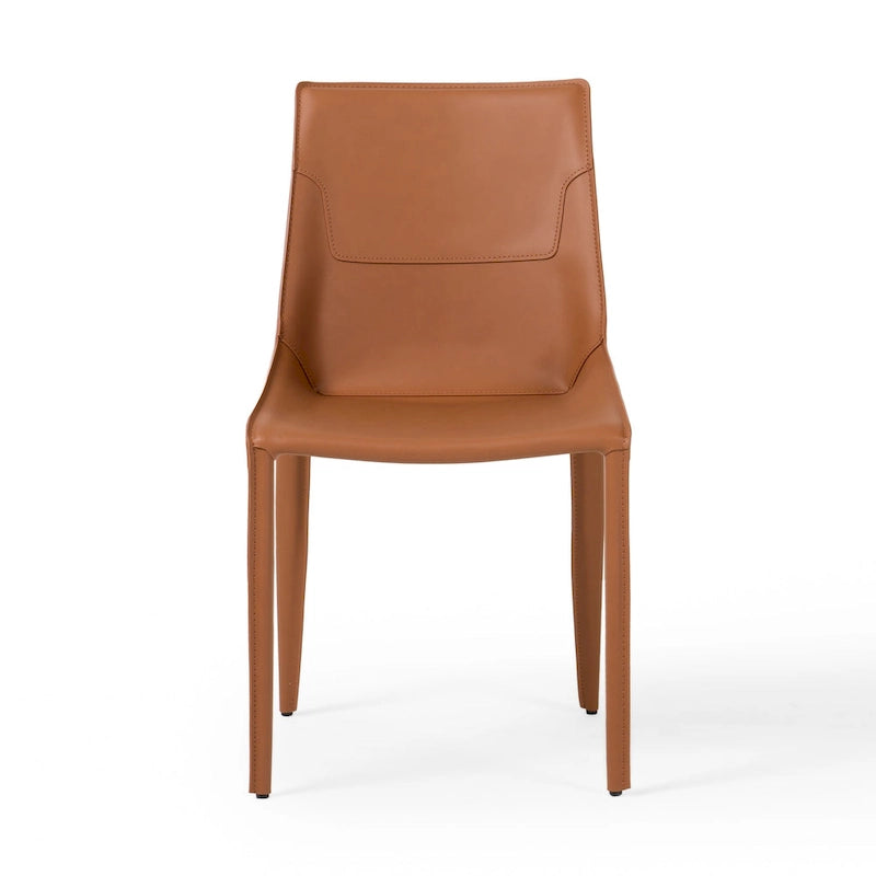 Sedia da pranzo in pelle color cognac (Set da 2)